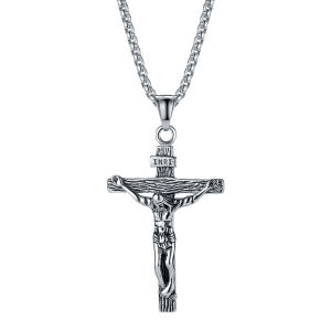 Sinboia Retro Cross Necklace For Men Women Non-fading Stainless Steel Necklace Aesthetic Prayer Jewelry
