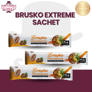 Brusko Performaxxx Extreme Coffee Sachet Tongkat ali Maca Ginseng Pampagana sa laban at Performance Coffee
