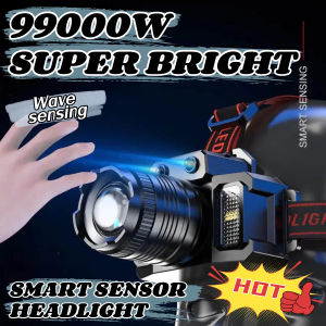 LED Sensor Headlamp Camping Spotlight 5 Zoom Modes and High Beam Outdoor Headlamp