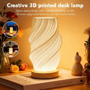 3D Printed Lights Elegant Solid Wood Night Lights Decorative Desk Lamps Suitable for Bedrooms Living Rooms Dormitories and