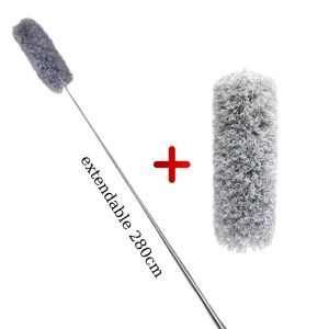 280cm Adjustable Microfiber Dust Duster Dusting Retractable Household Cleaner feather duster for car and home Not easy to shedding Washable 360° bend Cleaning Tool