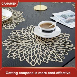 【CANAMEK】 Vòng placemat chịu nhiệt PVC bảng thảm với sang trọng kim loại bóng kết thúc cho lễ Tạ ơn giáng sinh Wedding party trang trí nội thất