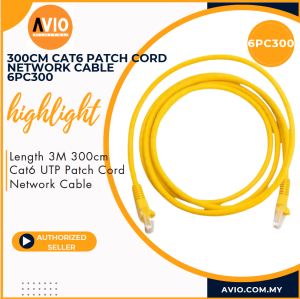 CAT6 Patch Cord Yellow 3m 3 Meter 300cm RJ45 to RJ45 LAN IP Network Cable Factory Ready Made 6PC300
