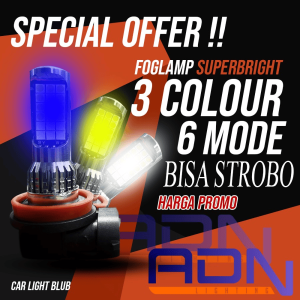 Lamp LED Foglamp mobil 3 warna 6 mode ADN H3 H7 H11 H16 HB3 HB4 9005 9006 H27 880 881