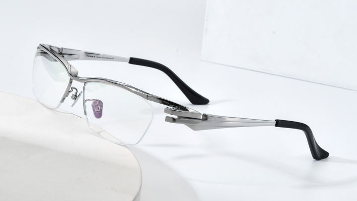 FONEX Titanium Glasses Frame Men 2022 New Semi Rimless Square ...