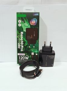 Charger OPP RENO 10 Pro 120W Full Black Super Vooc Support Fast Charging
