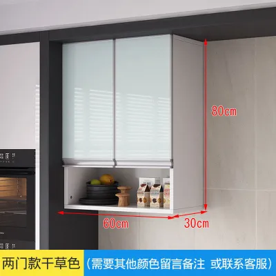 HomePro Simple Wall Mounted Storage Cabinet With Aluminum Glass Door And Open Shelf For Kitchen Organization