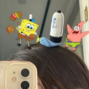 DUOJI Patrick Star SpongeBob Chef Hat Hairpin Anime Cartoon Best Friend Gift Krusty Krab Staff Hat Girls