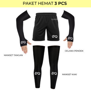 Paket Manset Tangan Manset Kaki Celana Pendek Olahraga Futsal Sepakbola Lari Running Gym