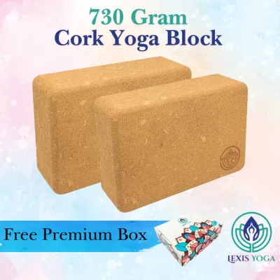 Lexis Yoga Block 2 Pieces Natural Cork Block Yoga Blocks High Density Wooden Yoga Block with Free Premium Storage Box