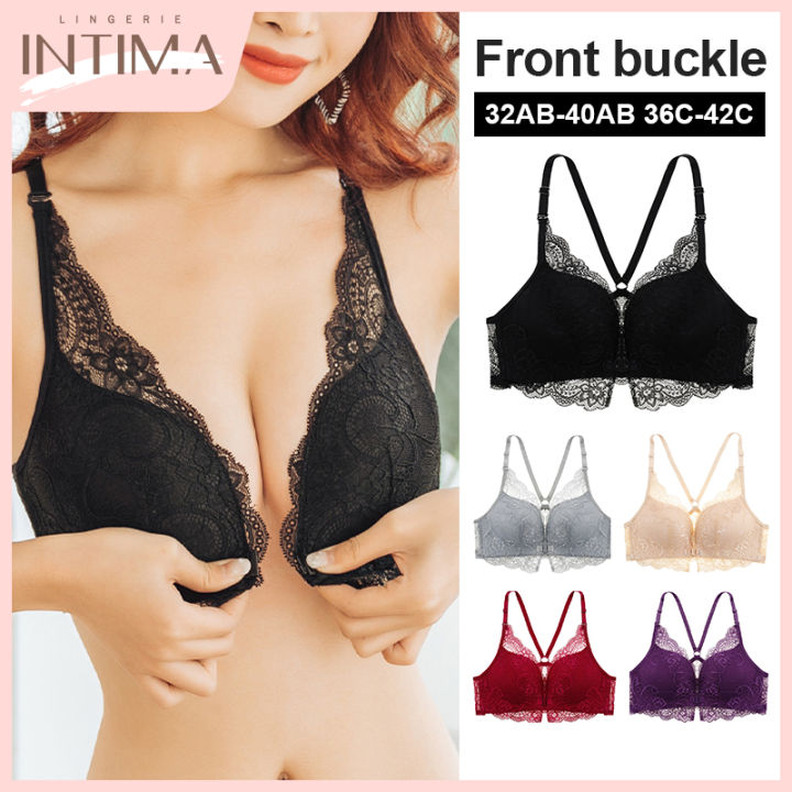 INTIMA 2024 Front Closure Bra for Women on Sale Sexy Lace Push Up Underwear  Beautiful Back Wireless Lingerie Girl's Bralette A B C Cup Brassiere