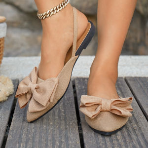 [Free Shipping] Summer Flat Bow-Knot Toe-Post Sandals 2026 New Style Plus-Size Pointed-Toe Backless Sandals For Women