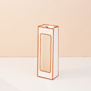 OKKFINE บรรจุภัณฑ์ของขวัญ ถุงกระดาษคราฟท์ กระเป๋าใส่เครื่องดื่มแชมเปญ กับหน้าต่าง กระเป๋าใส่ของ แบบพกพาได้ โปร่งแสงโปร่งแสง ถุงของขวัญไวน์แดง แต่งงานในงานแต่งงาน