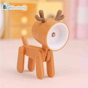Chinatera Mini Night Light Folding Mini Table Lamp Cute Puppy Dog Deer Dinosaur Action Figure Night Light LED Desk Lamp Study Living Room Bedroom Decor Bedside Lamp Children Gift