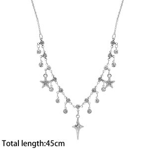 Y2K Star Pendant Necklace Charm Clavicle Chain Korean Neck Chain Jewelry for Women Elegant Silver Chain Necklace