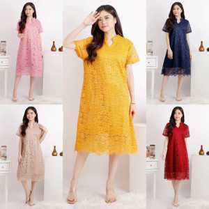 (REAL PICT) Dress Brukat Jumbo Bigsize JUVENIA / Dress Pesta Kondangan