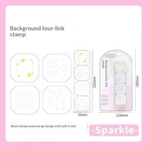 xpkQ 4 In 1 Pattern Background Stamps Set For Diy Scrapbooking Planner Daily Mood Weather Recording Decoration N7Y3P
