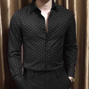 Áo Sơ Mi Nam Dài Tay Chấm Bi Chất Liệu COTTON Hạn Chế Nhăn Nhàu Thấm Hút Mồ Hôi Thương Hiệu DVMEN