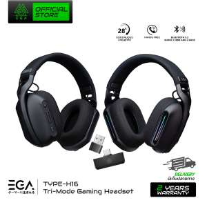 EGA TYPE H16 หูฟังเกมมิ่งไร้สาย ใช้งานBT WirelessสายAUX3.5 Gaming Headset พร้อมไฟ RGBไมค์ถอดได้ สินค้ารับประกัน 2 ปี