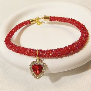 OWMXZL Adjustable Crystal Dogs Collar Pet Accessories Rhinestone Collar Pet Collar  DIY Love Pendant Necklace