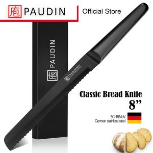 PAUDIN Bread Knife RC2 Black Nonstick Steel Serrated Knife (8")