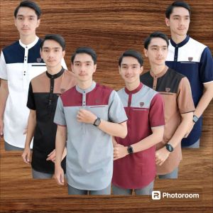 BAJU KOKO KURTA NEW KOMBINASI MUSLIM PRIA DEWASA BAHAN FULL KATUN ADEM NYAMAN DIPAKAI