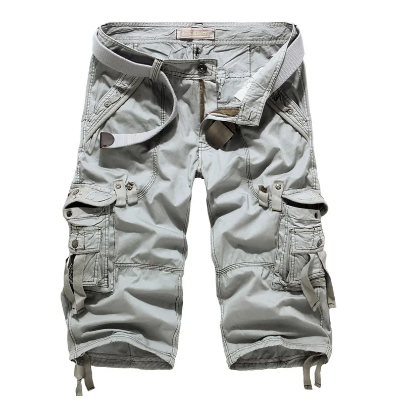 Plus Size 29 42 Men Cargo Shorts Fashion Casual Summer Multi Pocket Army Military Outdoor Calf Length Short Jogger Pants Not Include Belt