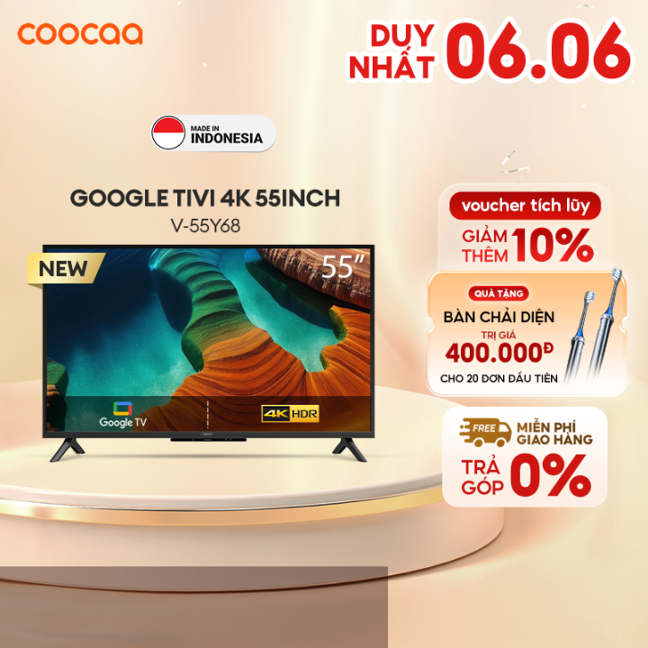 Google Tivi Coocaa 4K 55 Inch - 55Y68 Youtube Netfilx Smart TV 2025 new tv