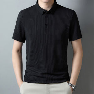 8XL 5XL Plus Size Polo Shirt For Men Striped Ice Silk Breathable Loose Fit Short Sleeve Casual Top Hot sale