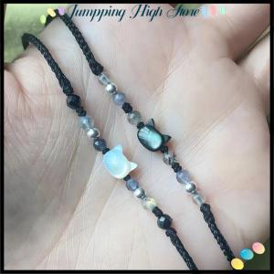 【Jumpping】 Handmade Couple Cute Cat Bracelet Unique Stylish Hand Rope For Women Men Delicate Beaded Woven Bracelet Accessories Gifts