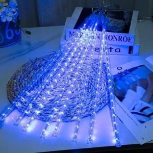 Bộ Đèn LED sao băng giọt nước thả LED mưa sao băng trang trí ngoài trời 8 ống - 30cm - AC 220V kín nước