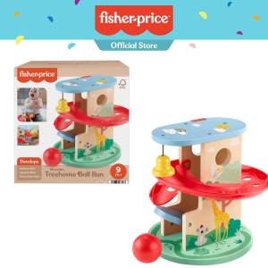 Fisher-Price Wooden Treehouse Ball Run Baby & Toddler Toy 2 Wood Pieces Suitable for Ages 9M+
