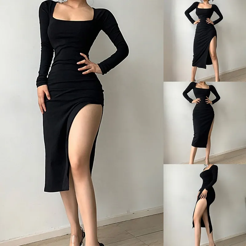 Long Sleeve Square Neck Casual Maxi Bodycon Dress – KesleyBoutique-vachngandaiphat.com.vn