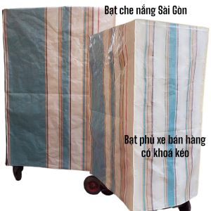 Bạt phủ xe bán hàng có khóa kéo - màu sọc lạ mắt