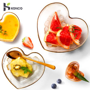 Koncoรูปหัวใจชามชามสลัดแก้วทนอุณหภูมิสูงสลัดผลไม้ขนมข้าวโอ๊ตชามอาหารเช้าภาชนะที่เก็บรักษาอาหารผลไม้ข้าวให้บริการชามตกแต่งบนโต๊ะอาหาร