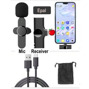 【READY STOCK】Wireless Lavelier Microphone with Noise Reduction Bluetooth Connectivity and Phone Compatibility 无线麦克风