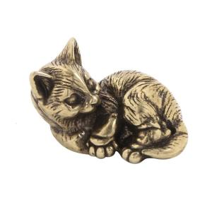 Solid Brass Cats Statue Realistic Animal Figurine Shaped Teas Pet Desk Decoration for Teas Rooms and Study Spaces