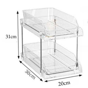 ChicLiving 2/3 Tier Cabinet Organizer Pull-out Shelves Stackable Storage Rack For Cosmetics Clear Pantry Organization