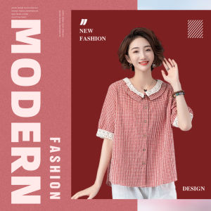 QXshop เสื้อแฟชั่นลายสก็อต ดีเทลจึ้งมาก หวานเอยกลอยใจมาก มีดีเทลลูกไม้เล็กๆตรงคอเสื้อกับแขนเสื้อ