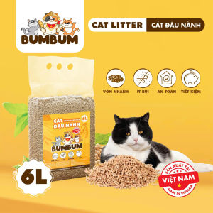 Cát đậu nành 100% tự nhiên BUMBUM - 2kg - 6L - cát đậu nành an toàn ít bụi - Premium Soybean cat litter