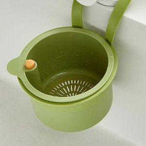 Push-Type Multi-Function Sink Hanging Basket Press-Activated Hands-Free Sink Basket Kitchen Drain Organizer Filter Storage Sink-Mounted Drainer