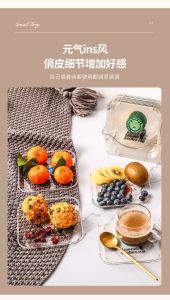 Piring Plastik Buah Bening Set Dengan Rak Stand Piring Segitiga Stainless Steel