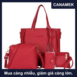 【CANAMEK】 9 màu sắc phụ nữ da Túi thiết lập 4pcs Vai Túi Xách Túi Messenger Túi thiết lập