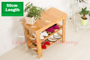 Bamboo Shoe Rack Bench/Convenient Seat Wearing Taking off Shoes Strong Durable Organizer / Rainbow