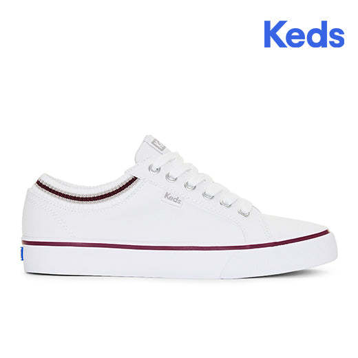 Keds Women s Jump Kick Rib Knit Collar White Burgundy Sneaker WF67406 Lazada PH