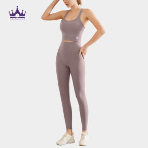 CS QUEEN-Womens Yoga Set Removable Chest Pad High Waist Seamless Four-Way Stretch Nude Fitness Wear（CS61）