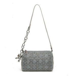 Ielgy nhỏ túi vuông Retro Rhinestone Túi vải denim túi đeo Vai Túi dáng gối