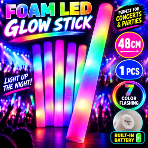 【24h ship】48CM LED Foam Glow Stick Colorful Flashing Light Wand Concert Party Festival Event