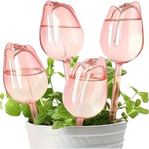 SHIRUI Transparent Body Tulip Water Globe Slow Release Tulip Shape Plant Drip Spike High Quality Colorful Flower Water Feeder Potted Plants