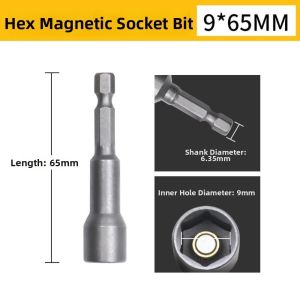 BETTERFORM Đầu lục giác 1/4 inch Bộ đầu khẩu tác động Phạm vi 6-19mm Đầu từ tính Bộ mũi vặn vít từ tính Bền bỉ Thiết kế lục giác Bộ chuyển đổi mũi khoan điện Sử dụng trong xưởng cơ khí